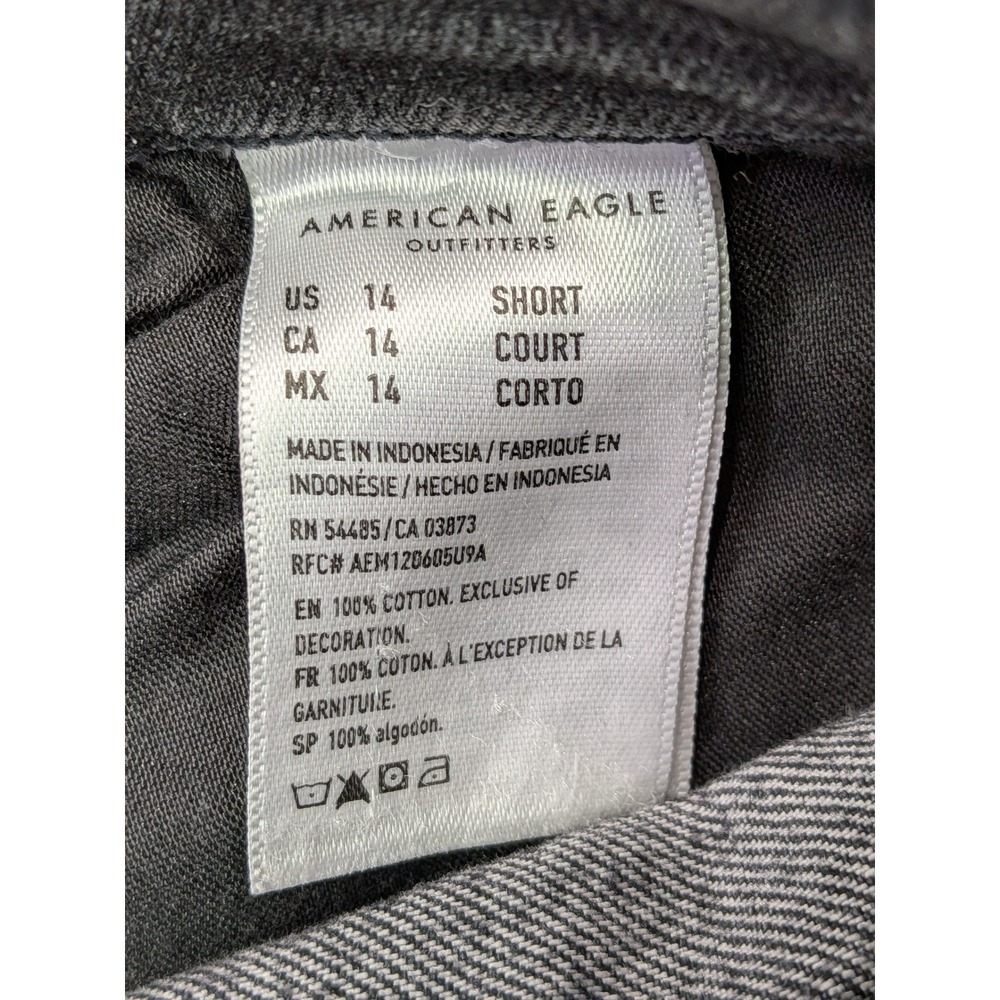 American Eagle Outfitters Womens Charcoal Black Baggy Jeans Size 14 Short - Picture 6 of 12